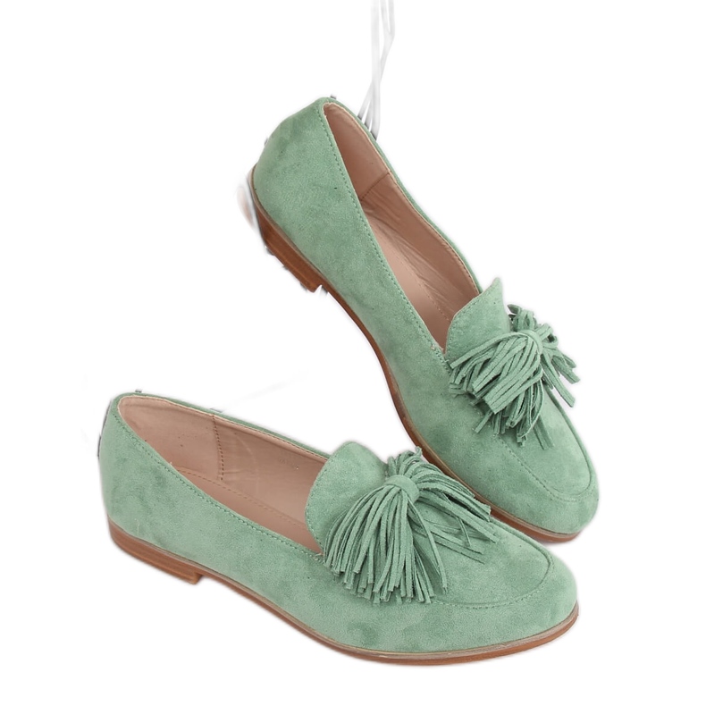 Gröna damloafers med fransar T357P Green