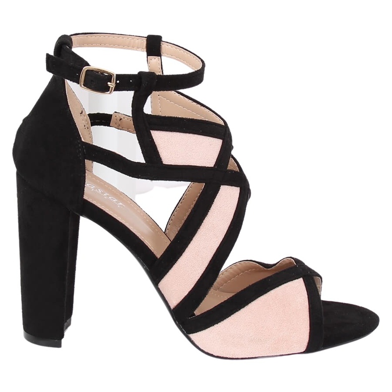 Svarta och rosa sandaler på stolpen LE071P Rosa