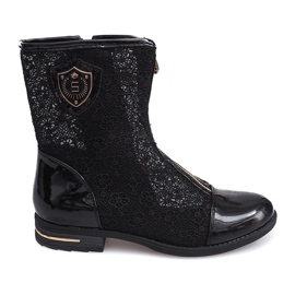 Openwork stövlar med dragkedja X362 svart