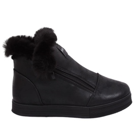 Svarta ankelhöga sneakers med päls W19-29 Black II Quality