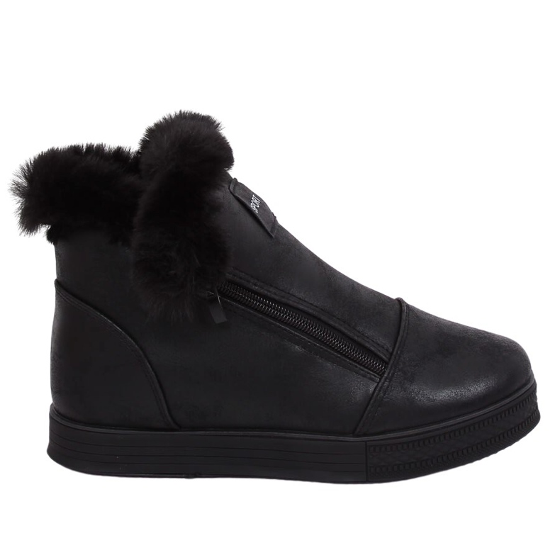 Svarta ankelhöga sneakers med päls W19-29 Black II Quality