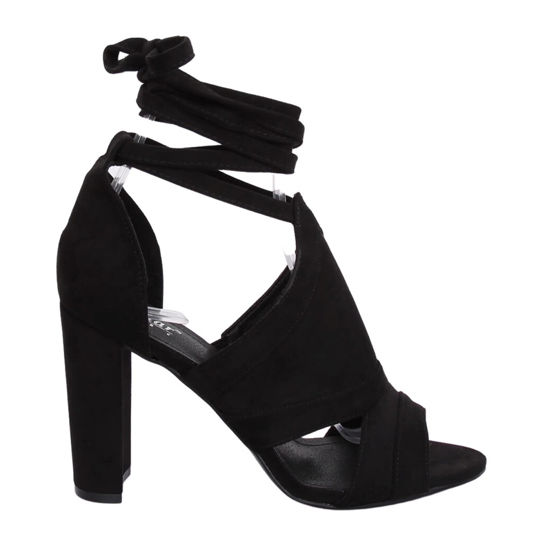 Svarta sandaler knutna till fotleden NS112P Svart