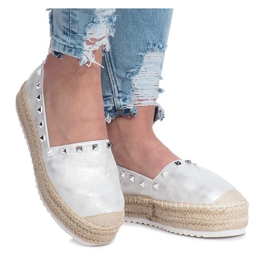 Silver espadriller på Glam -kilen grå