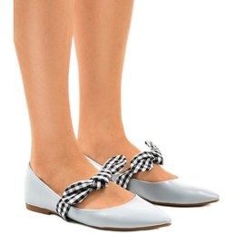 Blå snörning ballerinor med rosetter NK07P