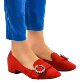 Röda mocka höga klackar L419