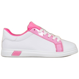 Ideal Shoes Trendiga sneakers med ekoläder vit rosa