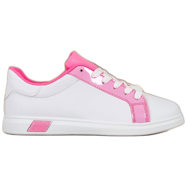 Ideal Shoes Trendiga sneakers med ekoläder vit rosa