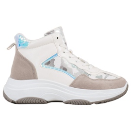 Ideal Shoes Höga stövlar på plattformen vit brun mångfärgad