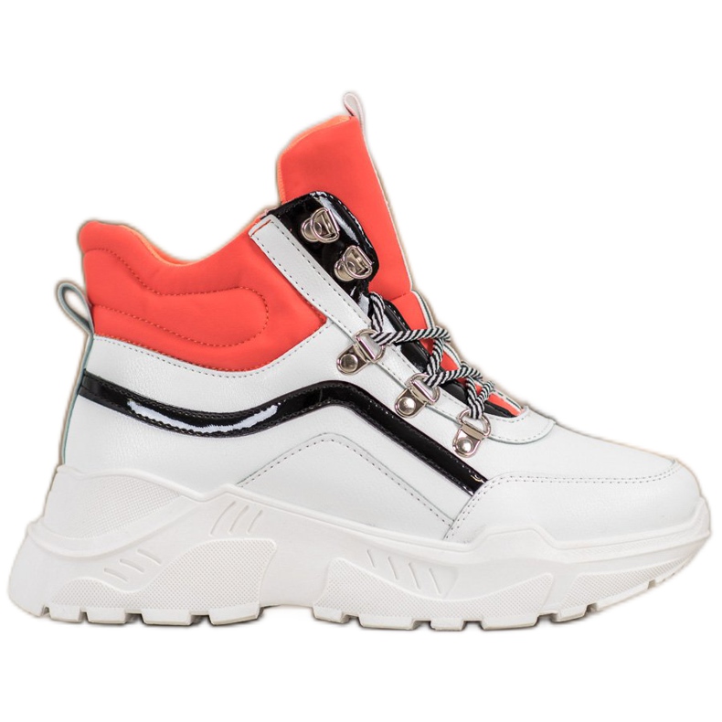 Ideal Shoes Mode stövlar vit orange mångfärgad