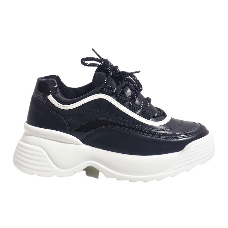 Svarta, eko-läder sport sneakers 7918-Y