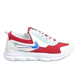 Vita sportskor för kvinnor W-3112 röd mångfärgad