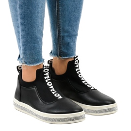 Svarta Lycra Slip-On Sneakers 1155-Y