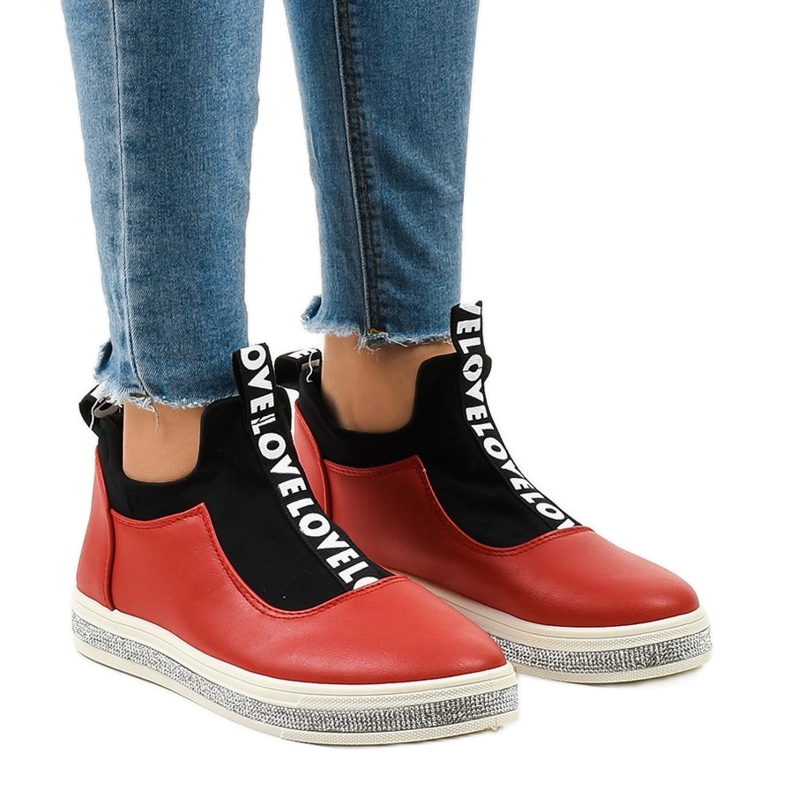 Röda Lycra Slip-On Sneakers 1155-Y