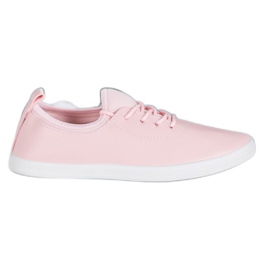 SHELOVET Lätta sneakers med ekoläder rosa