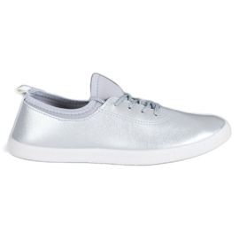 SHELOVET Lätta sneakers med ekoläder grå