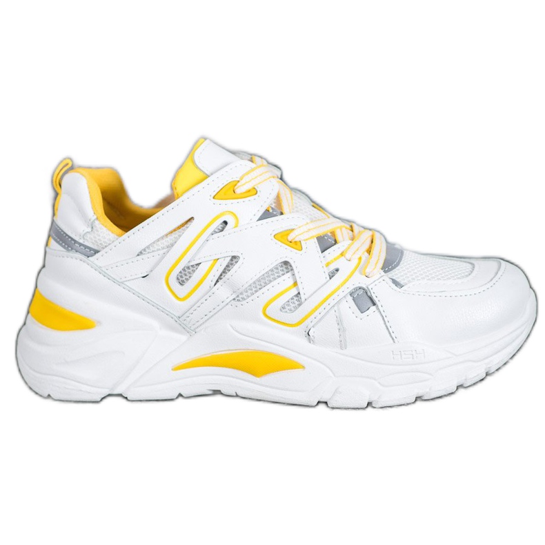 Small Swan Bekväma Eco Leather Sneakers vit gul