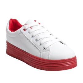 Vita sneakers på en tjock röd sula W-68