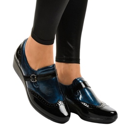 Svarta kilskor 7-9021 marinblå