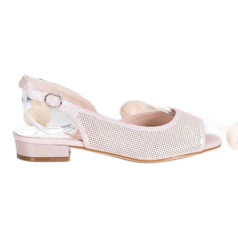 Sergio Leone Openwork sandaler på låga klackar rosa