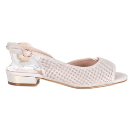 Sergio Leone Openwork sandaler på låga klackar beige