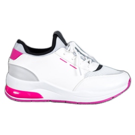 SHELOVET Knutna skor i ekoläder vit