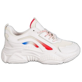 SHELOVET Trendiga sneakers på plattformen vit