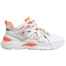 Small Swan Bekväma Eco Leather Sneakers vit orange