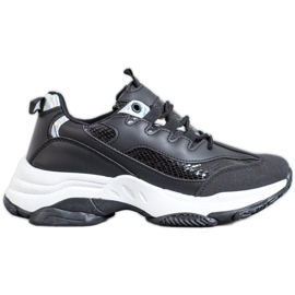 SHELOVET Snake Print Platform Sneakers svart