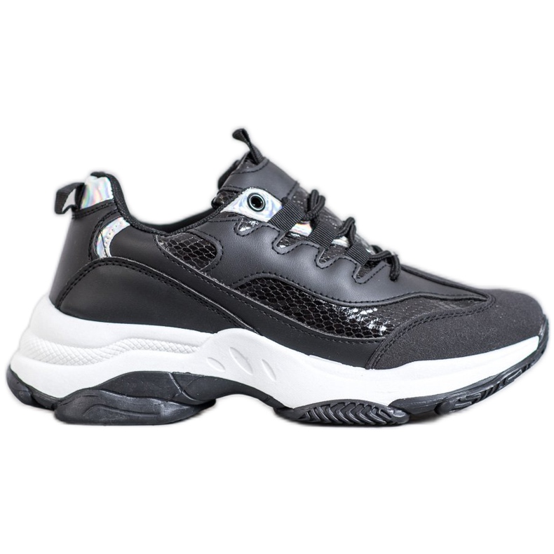 SHELOVET Snake Print Platform Sneakers svart