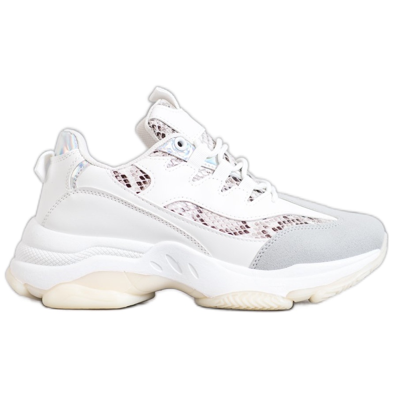 SHELOVET Snake Print Platform Sneakers vit