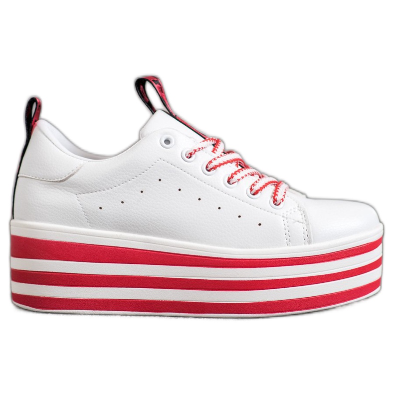 SHELOVET Sneakers på en randig plattform vit röd