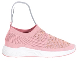 SHELOVET Slip-on skor med kristaller rosa