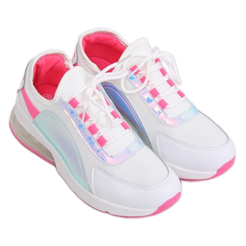 Vita kvinnors sportskor F-3336 WHITE / FUSHIA rosa