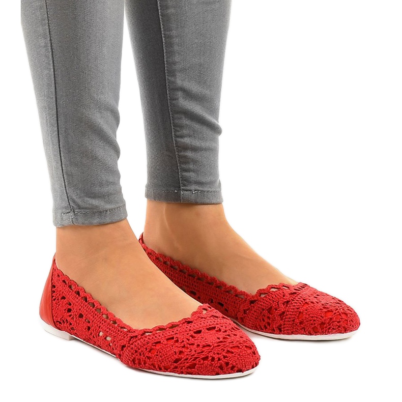 Röd openwork ballerinas 4701