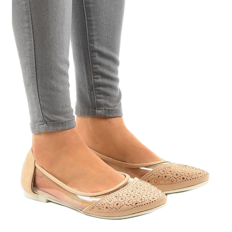 Beige transparenta ballerinor B06-11