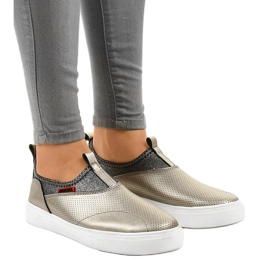 Gyllene sneakers med gummiband A-92