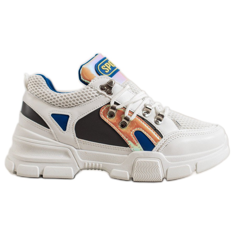 Bella Paris Mode sneakers med mesh vit mångfärgad