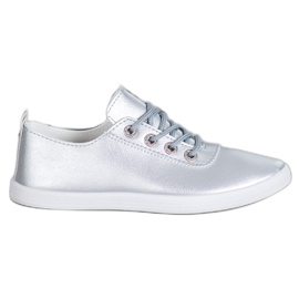 SHELOVET Snygga sneakers med ekoläder grå