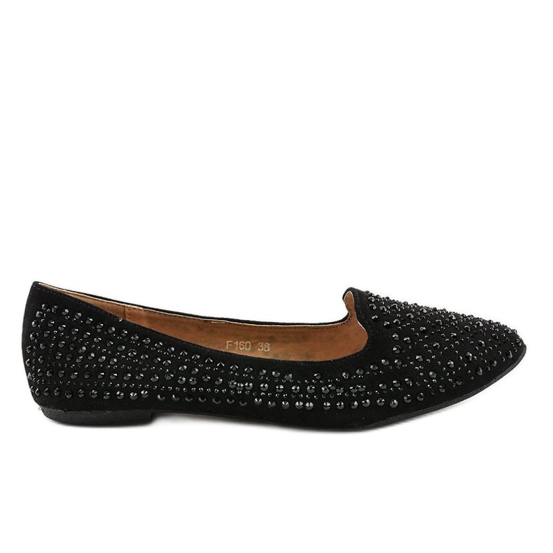 Svarta ballerinamockasiner dekorerade med F160