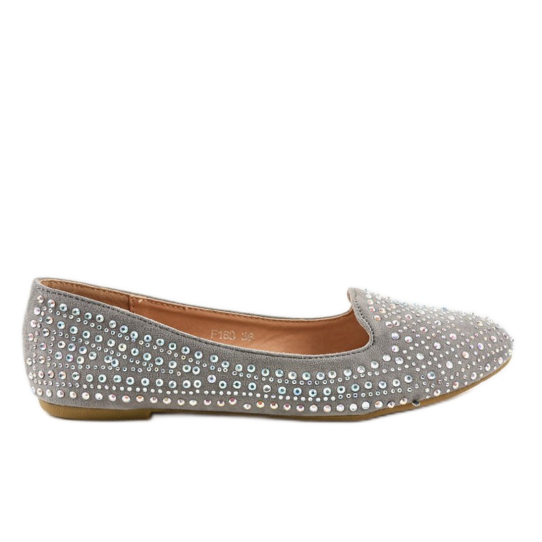 Grå ballerina loafers dekorerade med F160