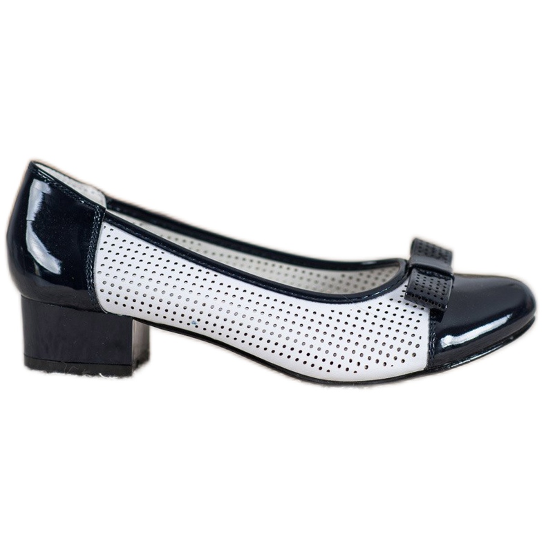 Goodin Openwork pumpar med en rosett vit blå