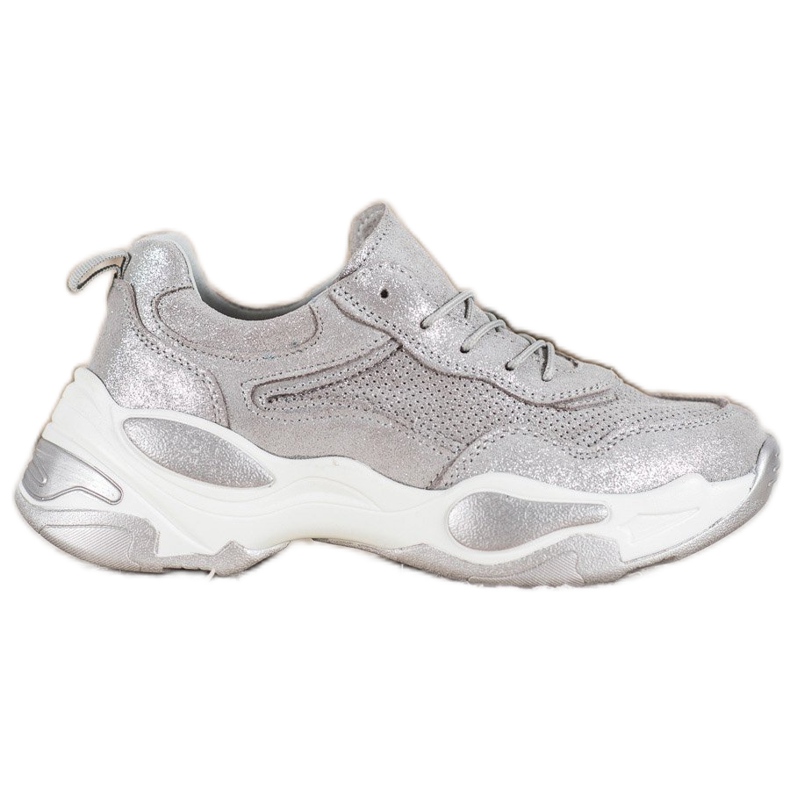 Goodin Läder Sneakers silver- grå