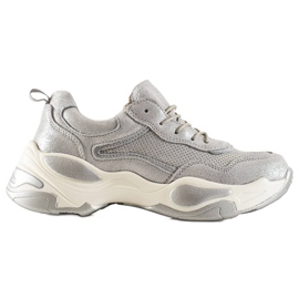 Goodin Läder Sneakers mångfärgad grå