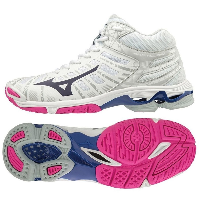 Mizuno Wave Voltage Mid W V1GC196516 volleybollskor mångfärgad vit
