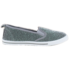 SHELOVET Slip-on skor med glitter grå