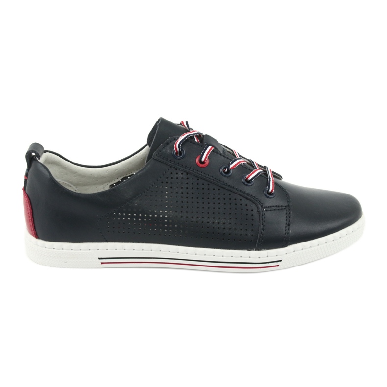 Läderskor sneakers FILIPPO DP008 röd marinblå