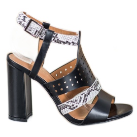 Small Swan Sandaler med ormtryck svart