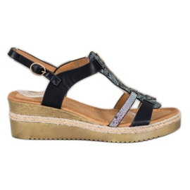 Small Swan Sandaler med kil svart