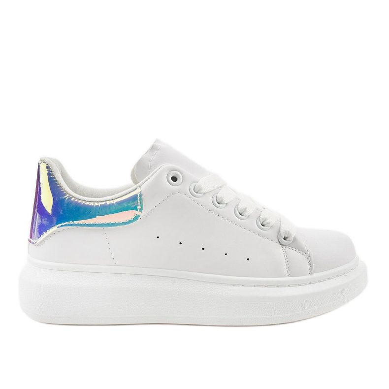 Vita sneakers på en tjock sula 650-3 blå