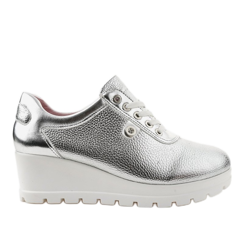 Silver Fashionable Wedge Sneakers JFL662-2 grå